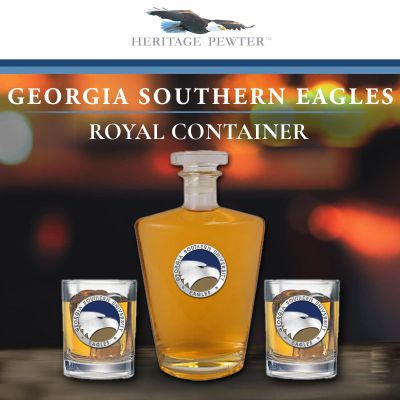 Georgia Southern University Eagles - Royal Decanter with 2 Double Old Fashioned Glasses in Chest
