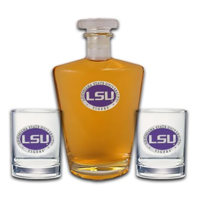 LSU Tigers - Royal Decanter with 2 Double Old Fashioned Glasses