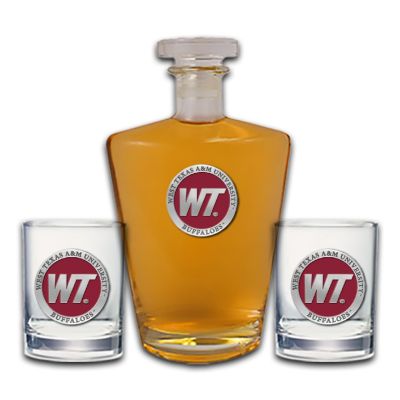 West Texas A&M University Buffaloes - Royal Decanter with 2 Double Old Fashioned Glasses