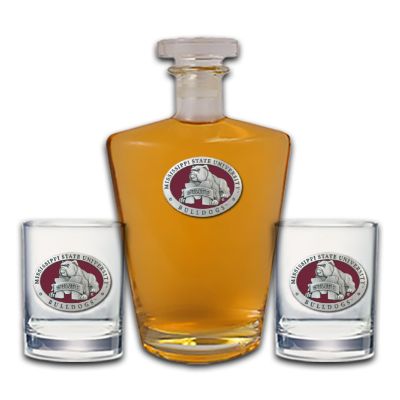 Mississippi State University Bulldogs - Royal Decanter with 2 Double Old Fashioned Glasses