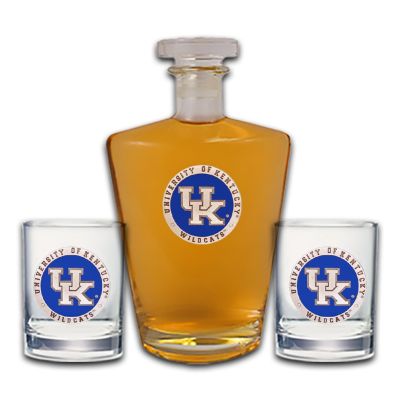 University of Kentucky - Royal Decanter with 2 Double Old Fashioned Glasses