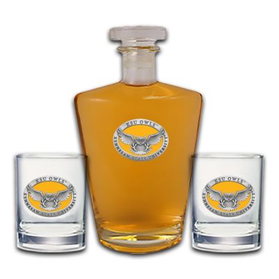 Kennesaw State Owls - Royal Decanter with 2 Double Old Fashioned Glasses