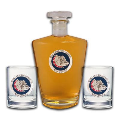Gonzaga University Bulldogs - Royal Decanter with 2 Double Old Fashioned Glasses