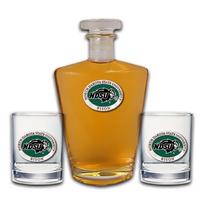 North Dakota State Bison - Royal Decanter with 2 Double Old Fashioned Glasses