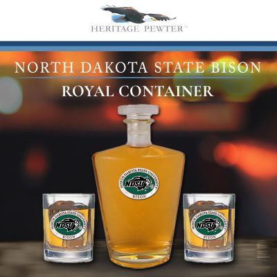 North Dakota State Bison - Royal Decanter with 2 Double Old Fashioned Glasses