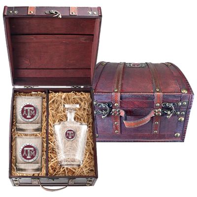 Texas A&M - Royal Decanter with 2 Double Old Fashioned Glasses in Chest