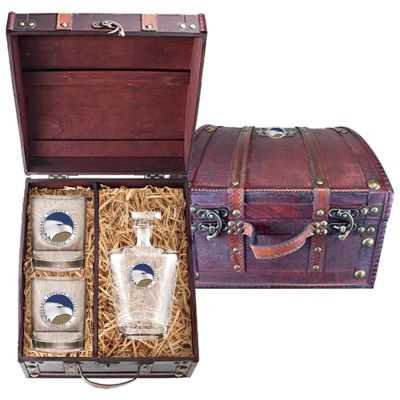 Georgia Southern University Eagles - Royal Decanter with 2 Double Old Fashioned Glasses in Chest