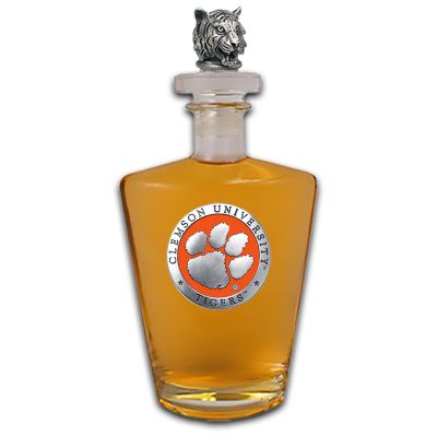 Clemson University Tigers Royal Decanter with 3D Topper