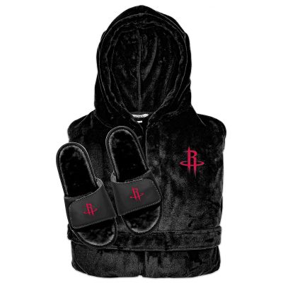 Houston Rockets Faux Fur Slide Sandals & Robe Bundle