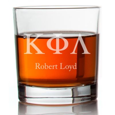 Engraved Kappa Phi Lambda Rocks Glass - Personalized Whiskey Glasses - 2pcs
