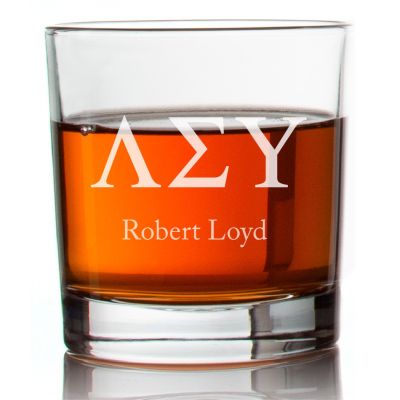 Custom Engraved Lambda Sigma Upsilon Rocks Glass - Personalized Whiskey Glasses - 2pcs