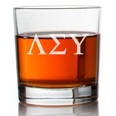 Custom Engraved Lambda Sigma Upsilon Rocks Glass - Personalized Whiskey Glasses - 2pcs