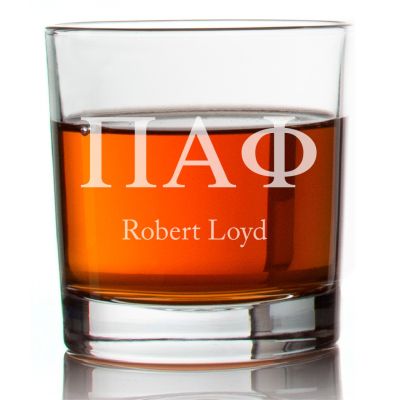 Custom Engraved Pi Alpha Phi Rocks Glass - Personalized Whiskey Glasses - 2pcs