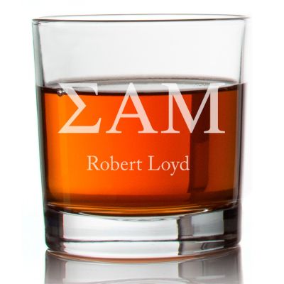 Custom Engraved Sigma Alpha Mu Rocks Glass - Personalized Whiskey Glasses - 2pcs