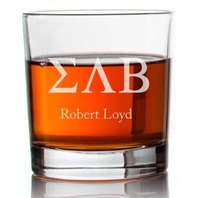 Custom Engraved Sigma Lambda Beta Rocks Glass - Personalized Whiskey Glasses - 2pcs