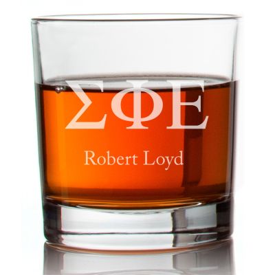 Custom Engraved Sigma Phi Epsilon Rocks Glass - Personalized Whiskey Glasses - 2pcs