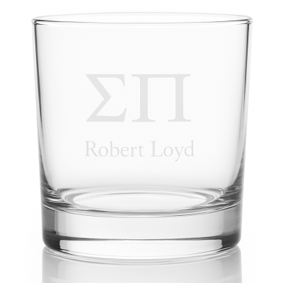 Custom Engraved Sigma Pi Rocks Glass - Personalized Whiskey Glasses - 2pcs