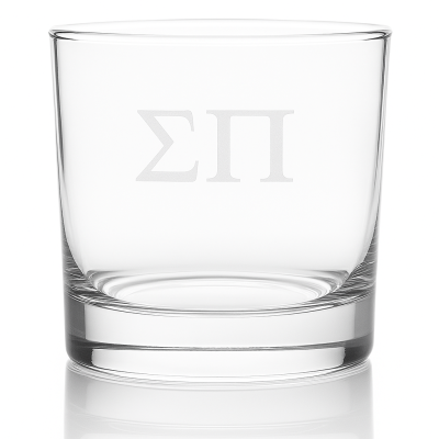 Custom Engraved Sigma Pi Rocks Glass - Personalized Whiskey Glasses - 2pcs