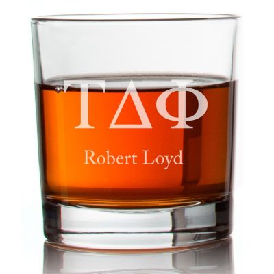 Custom Engraved Tau Delta Phi Gamma Rocks Glass - Personalized Whiskey Glasses - 2pcs