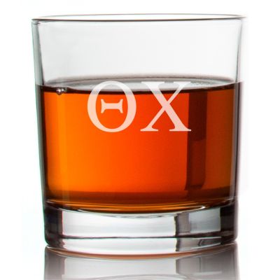 Custom Engraved Theta Chi Rocks Glass - Personalized Whiskey Glasses - 2pcs