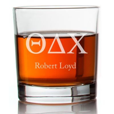 Custom Engraved Theta Delta Chi Rocks Glass - Personalized Whiskey Glasses - 2pcs