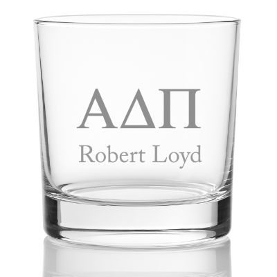 Custom Engraved Alpha Delta Pi Rocks Glass - Personalized Whiskey Glasses - 2pcs