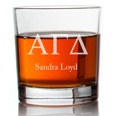 Custom Engraved Alpha Gamma Delta Rocks Glass - Personalized Whiskey Glasses - 2pcs