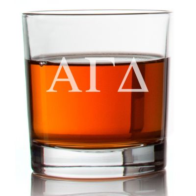 Custom Engraved Alpha Gamma Delta Rocks Glass - Personalized Whiskey Glasses - 2pcs