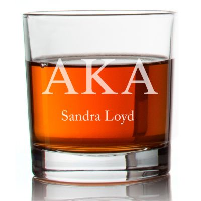 Custom Engraved Alpha Kappa Alpha Rocks Glass - Personalized Whiskey Glasses - 2pcs
