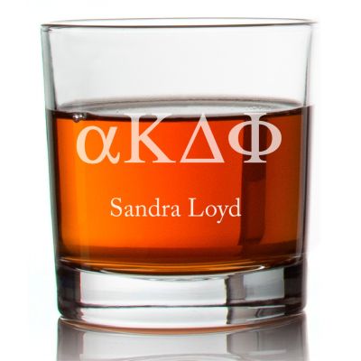 Custom Engraved Alpha Kappa Delta Phi Rocks Glass - Personalized Whiskey Glasses - 2pcs