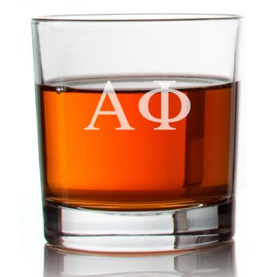 Custom Engraved Alpha Phi Rocks Glass - Personalized Whiskey Glasses - 2pcs