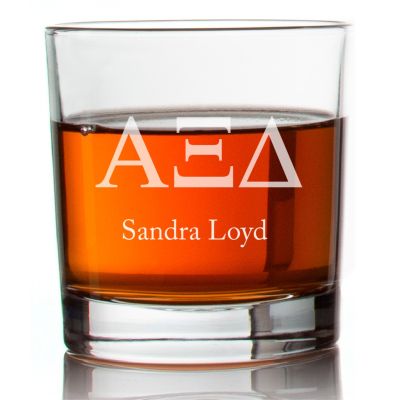 Custom Engraved Alpha Xi Delta Rocks Glass - Personalized Whiskey Glasses - 2pcs