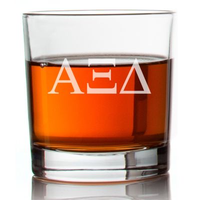 Custom Engraved Alpha Xi Delta Rocks Glass - Personalized Whiskey Glasses - 2pcs
