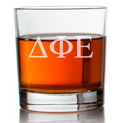 Custom Engraved Delta Phi Epsilon Rocks Glass - Personalized Whiskey Glasses - 2pcs