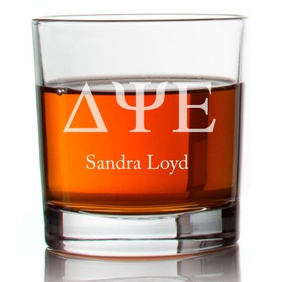 Custom Engraved Delta Sigma Tau Rocks Glass - Personalized Whiskey Glasses - 2pcs
