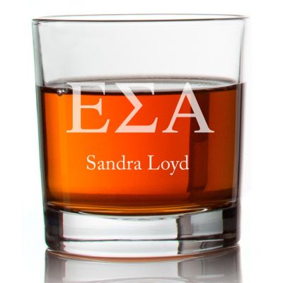 Custom Engraved Epsilon Sigma Alpha Rocks Glass - Personalized Whiskey Glasses - 2pcs
