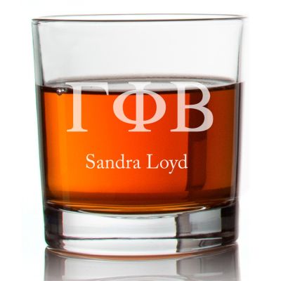 Custom Engraved Gamma Phi Beta Rocks Glass - Personalized Whiskey Glasses - 2pcs