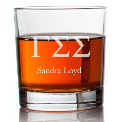 Custom Engraved Gamma Sigma Sigma Rocks Glass - Personalized Whiskey Glasses - 2pcs