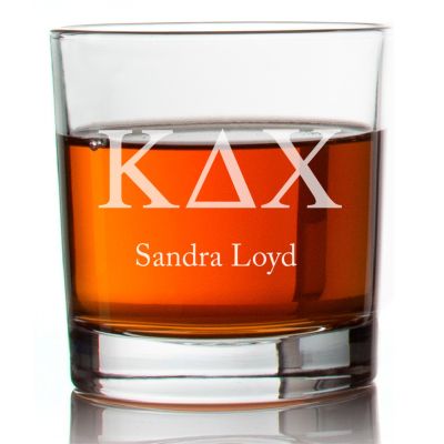 Custom Engraved Kappa Delta Chi Rocks Glass - Personalized Whiskey Glasses - 2pcs