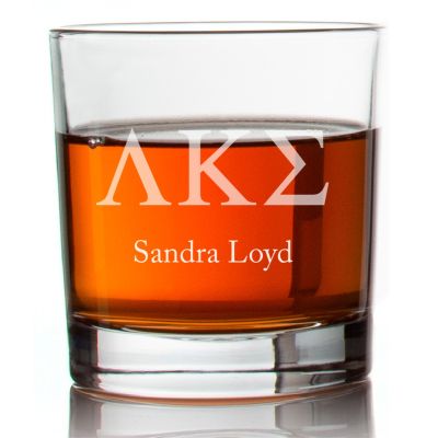 Custom Engraved Lambda Kappa Sigma Rocks Glass - Personalized Whiskey Glasses - 2pcs