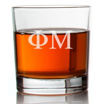 Custom Engraved Phi Mu Rocks Glass - Personalized Whiskey Glasses - 2pcs