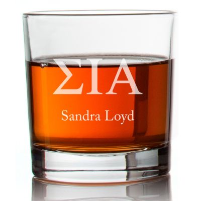 Custom Engraved Sigma Iota Alpha Rocks Glass - Personalized Whiskey Glasses - 2pcs