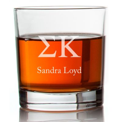 Custom Engraved Sigma Kappa Rocks Glass - Personalized Whiskey Glasses - 2pcs