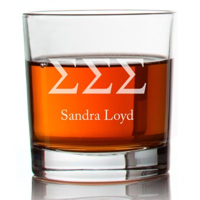Custom Engraved Sigma Sigma Sigma Rocks Glass - Personalized Whiskey Glasses - 2pcs
