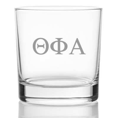 Custom Engraved Theta Phi Alpha Rocks Glass - Personalized Whiskey Glasses - 2pcs