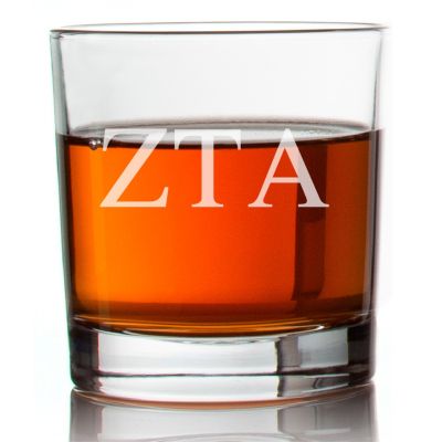 Custom Engraved Zeta Tau Alpha Rocks Glass - Personalized Whiskey Glasses - 2pcs