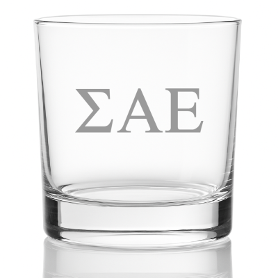 Custom Engraved Sigma Alpha Epsilon Rocks Glass - Personalized Whiskey Glasses - 2pcs