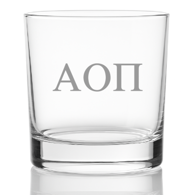Custom Engraved Alpha Omicron Pi Rocks Glass - Personalized Whiskey Glasses - 2pcs