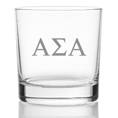 Custom Engraved Alpha Sigma Alpha Rocks Glass - Personalized Whiskey Glasses - 2pcs