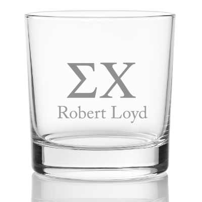 Custom Engraved Sigma Chi Rocks Glass - Personalized Whiskey Glasses - 2pcs